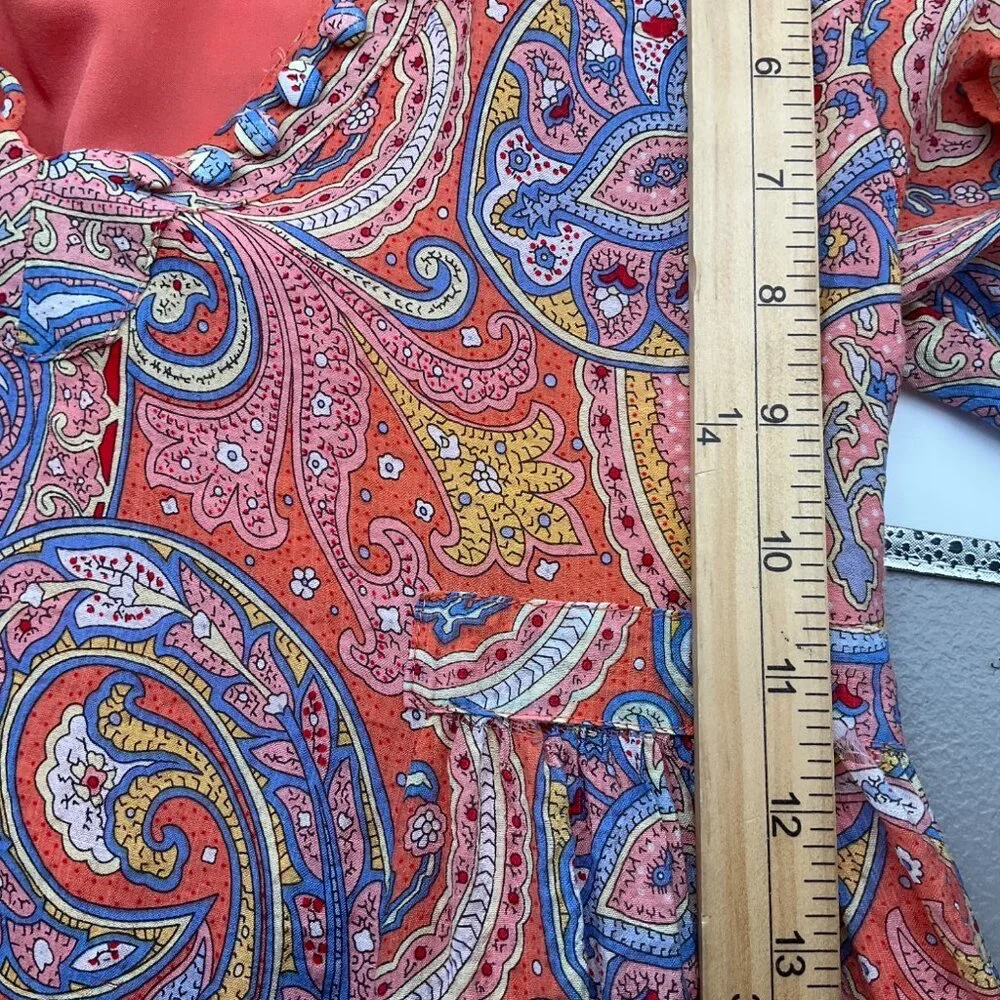 Molly Bracken Small Paisley Midi Dress Empire Waist V-Neck Flowy Boho - Picture 14 of 16